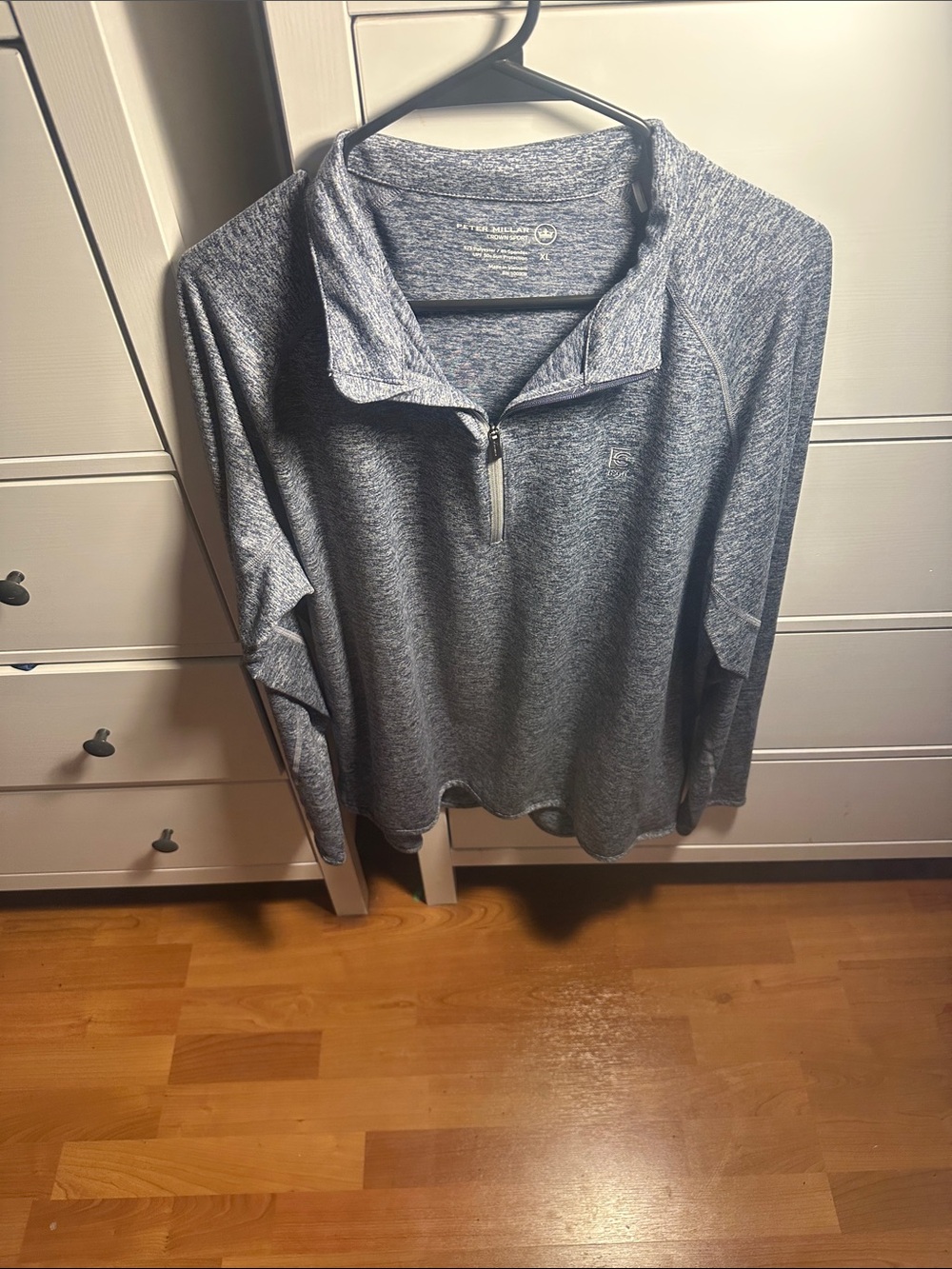 Peter Millar Crown Sport Heather Gray Light Weight SPF 50 Quarter-Zip Pullover